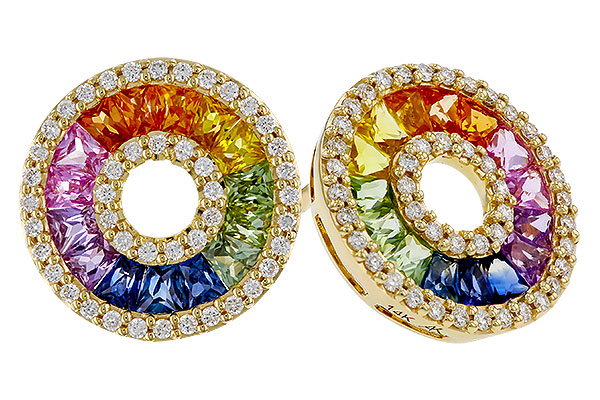 K311-21755: EARRINGS 2.10 MULTI-COLOR SAPP 2.37 TGW